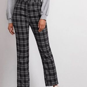 SHEIN Black Plaid Pants